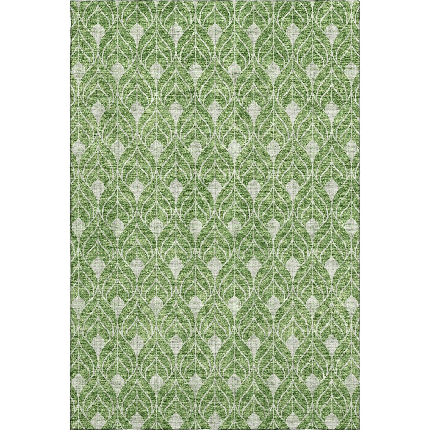 3' X 5' Green And Ivory Geometric Washable Area Rug With UV Protection-0