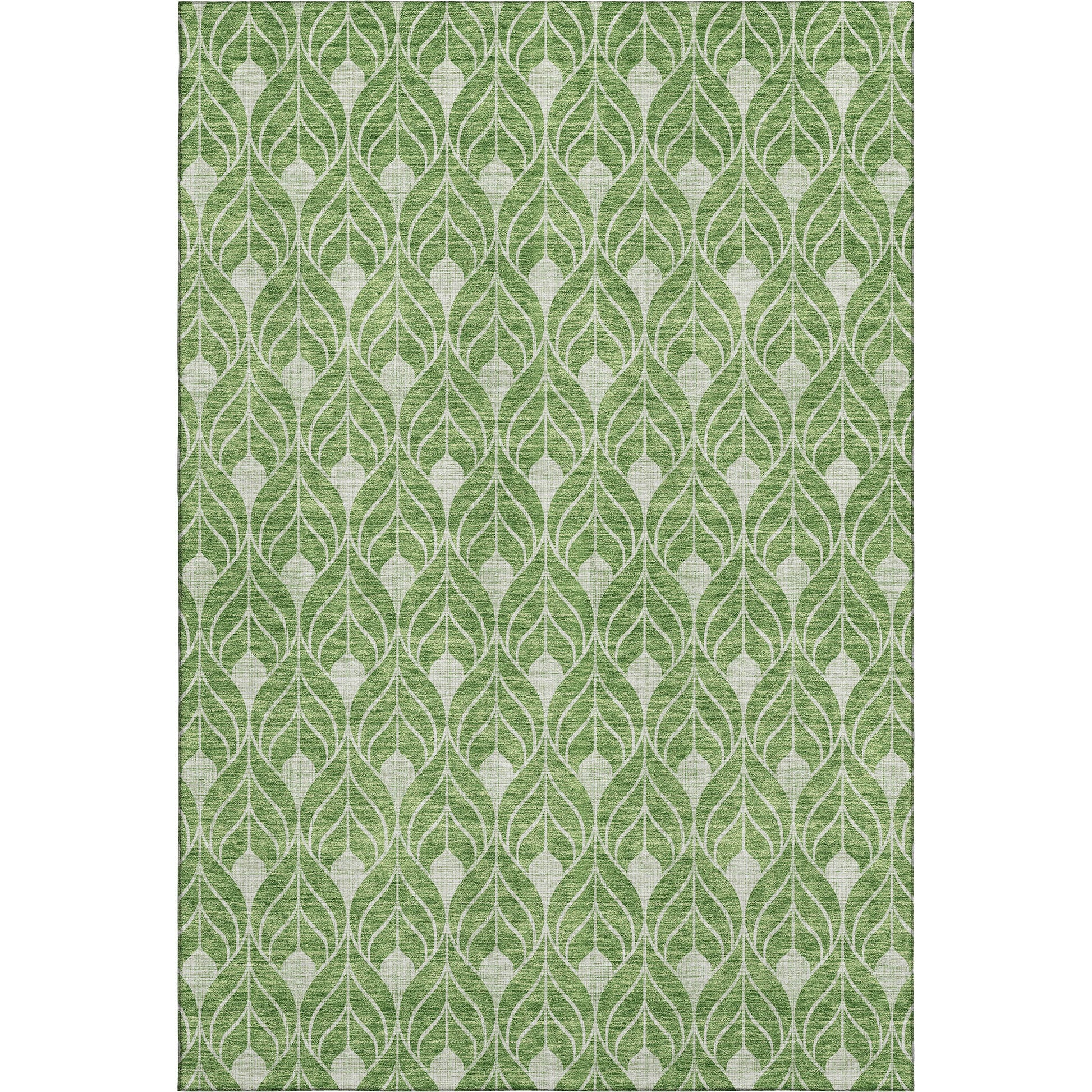 3' X 5' Green And Ivory Geometric Washable Area Rug With UV Protection-0