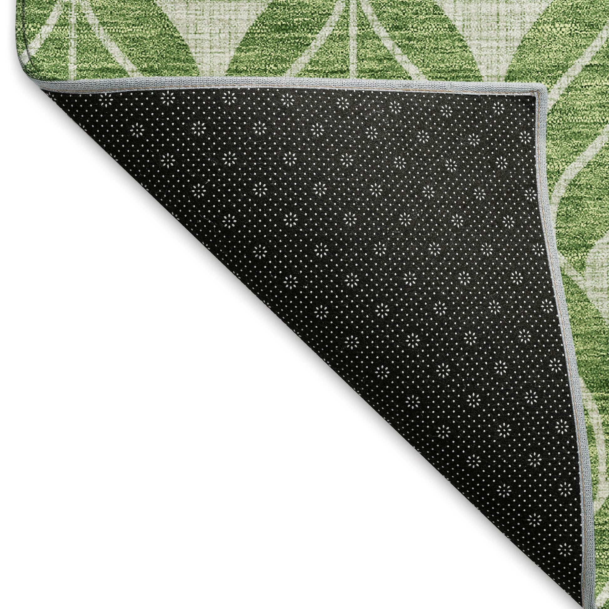 3' X 5' Green And Ivory Geometric Washable Area Rug With UV Protection-5