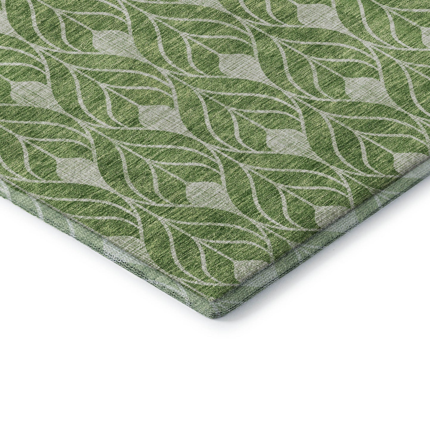 3' X 5' Green And Ivory Geometric Washable Area Rug With UV Protection-6