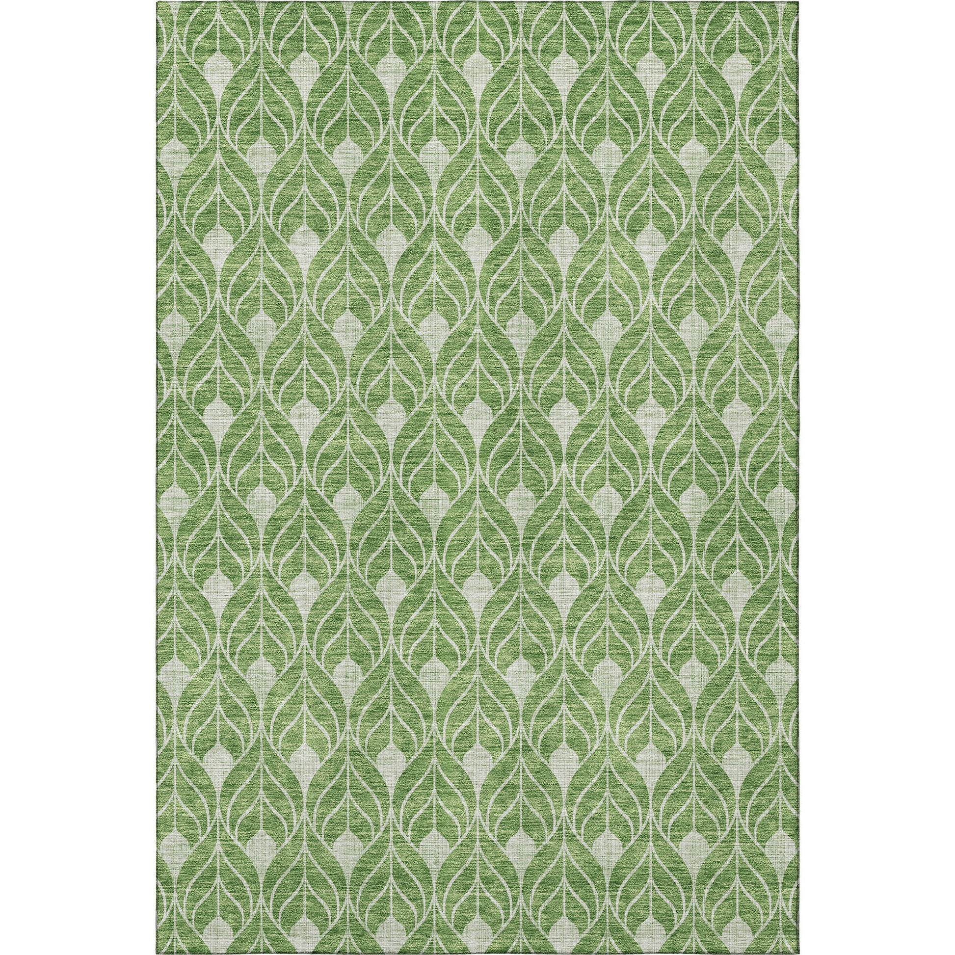 3' X 5' Green And Ivory Geometric Washable Area Rug With UV Protection-2