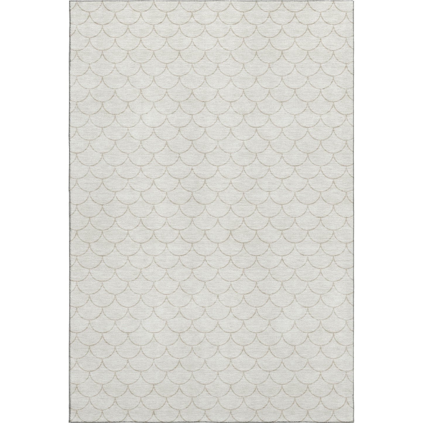 5' X 8' Ivory And Beige Geometric Washable Area Rug With UV Protection-0