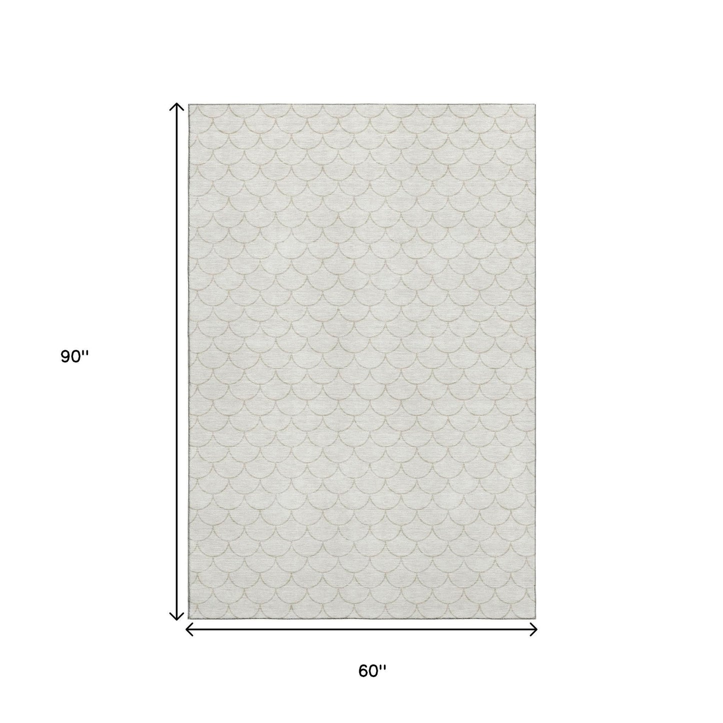 5' X 8' Ivory And Beige Geometric Washable Area Rug With UV Protection-8