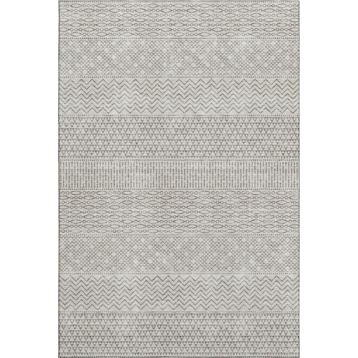 3' X 5' Beige And Ivory Striped Washable Area Rug With UV Protection-0