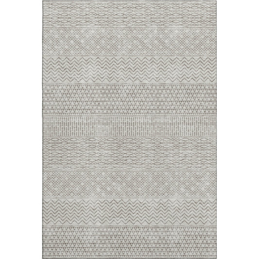 3' X 5' Beige And Ivory Striped Washable Area Rug With UV Protection-0