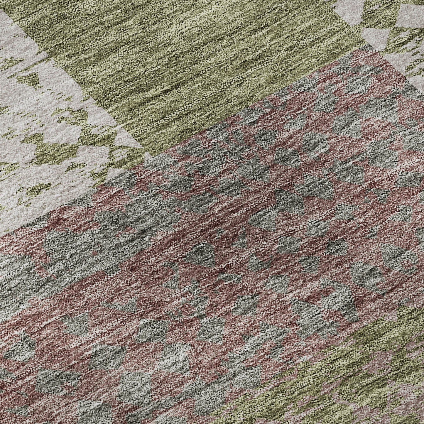 9' X 12' Green Ivory And Purple Geometric Washable Area Rug With UV Protection-8