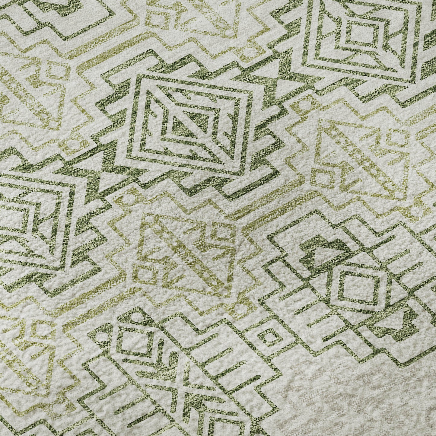 9' X 12' Green And Ivory Southwestern Washable Area Rug With UV Protection-8