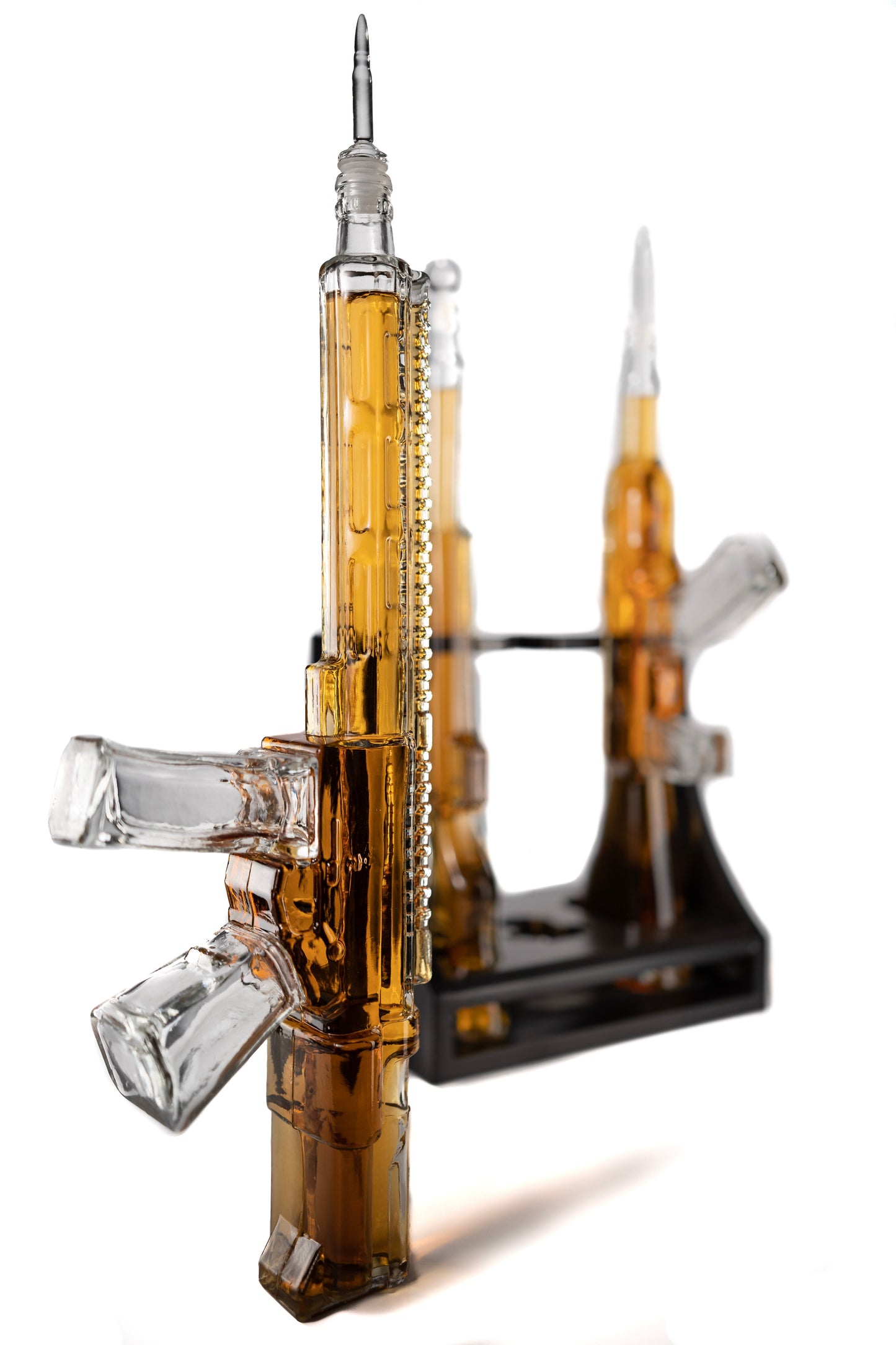 3 Gun Whiskey Decanters Set AR15, AK47, & Rifle Gun Decanter Set 1000ml by The Wine Savant - Veteran Gifts, Home Bar, Gun Lover Gifts, Tik Tok Gun Decanter, Military Gifts-1