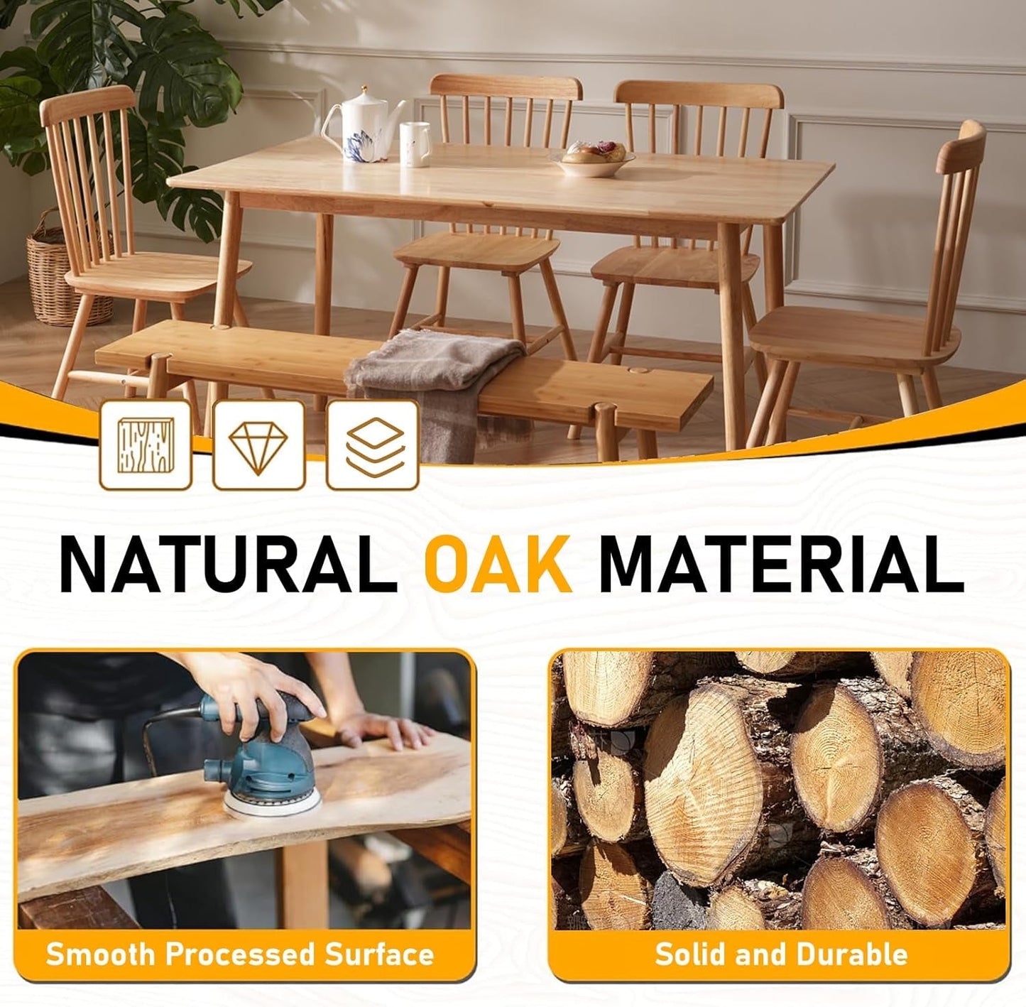 Solid Wood Dining Table 47.2 Inches Mid Century Modern-4