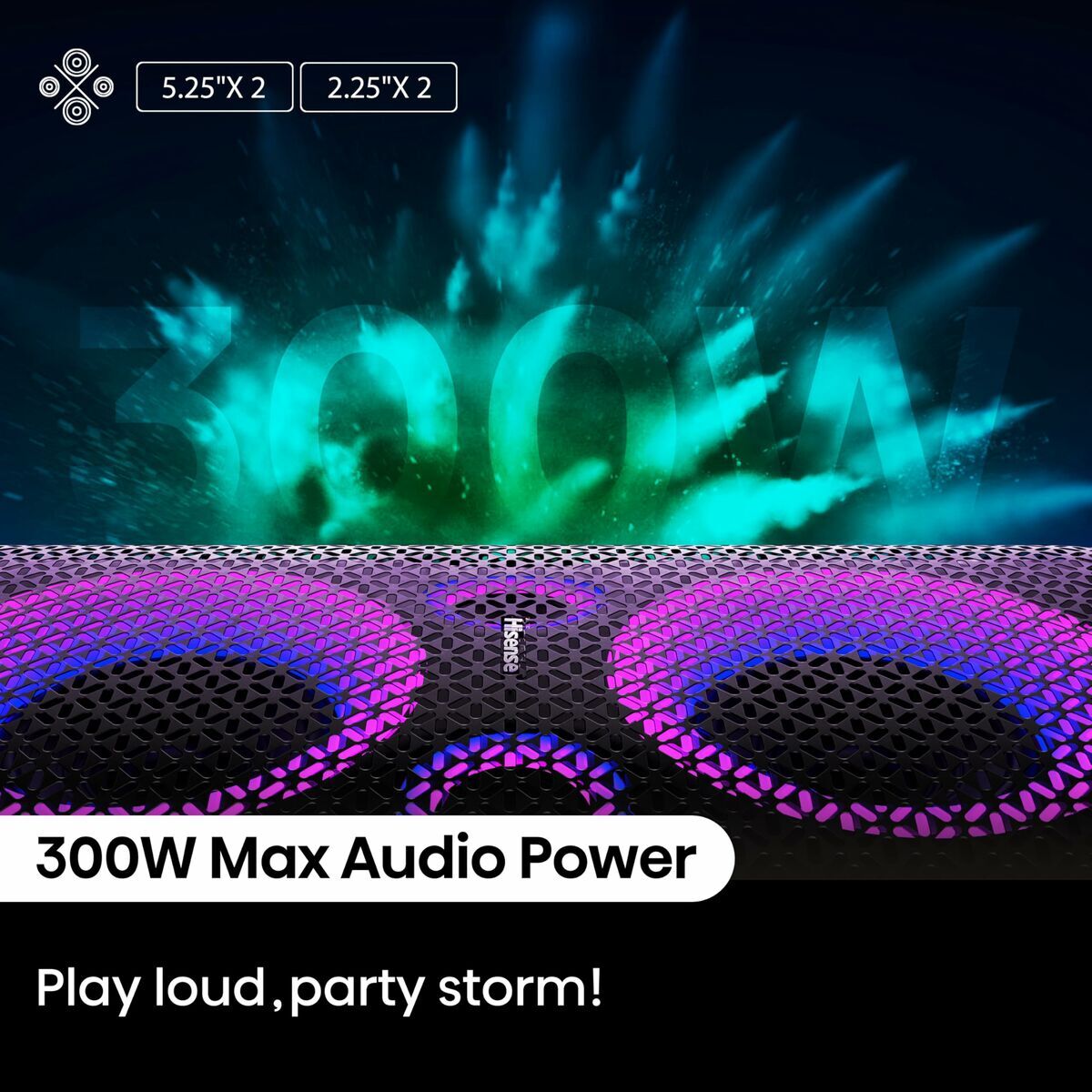 Portable Bluetooth Speakers Hisense PARTY STORM Black 300 W-6