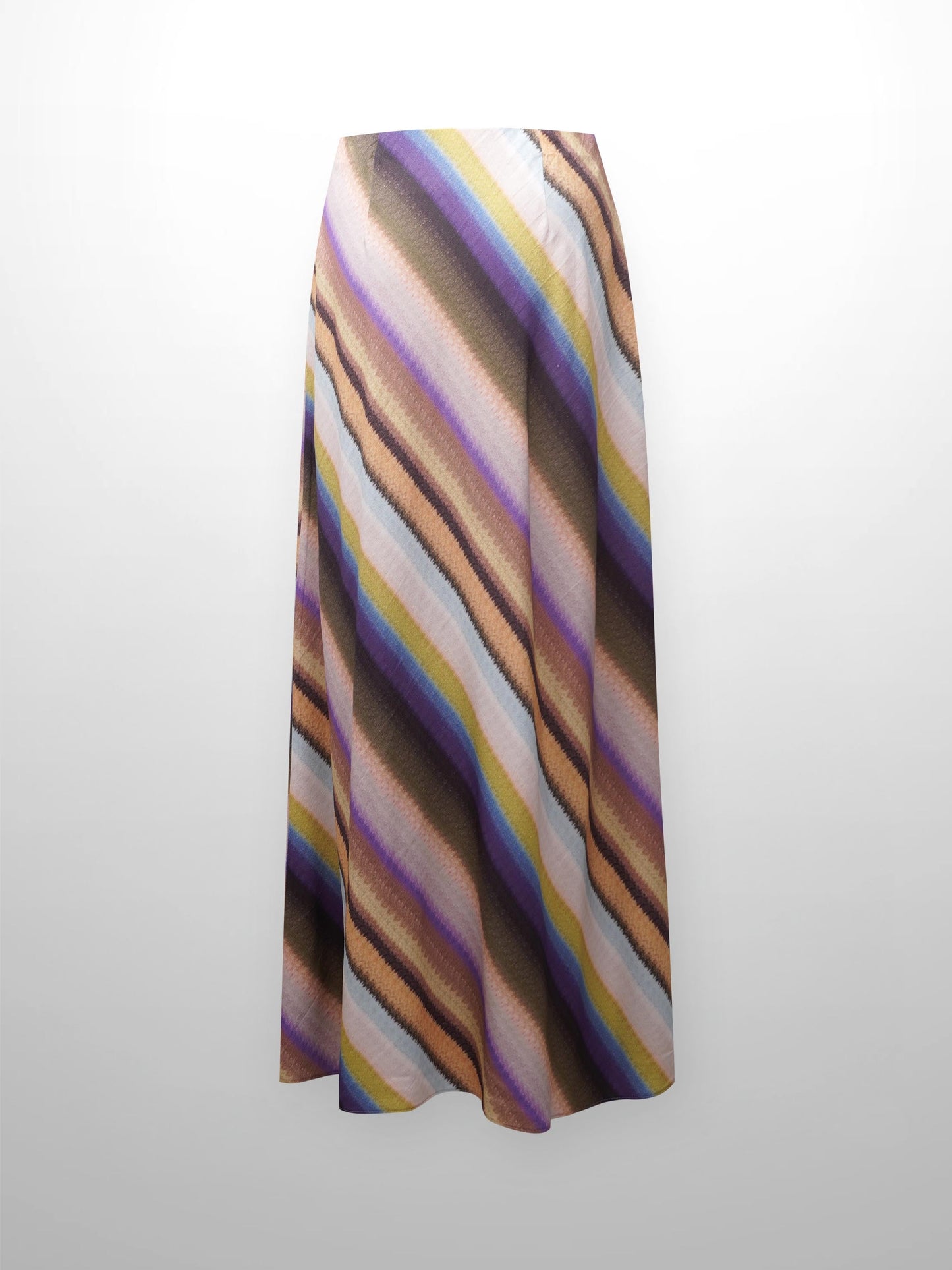 Printed Linen Blend Slip Skirt-Ombre Stripe-2