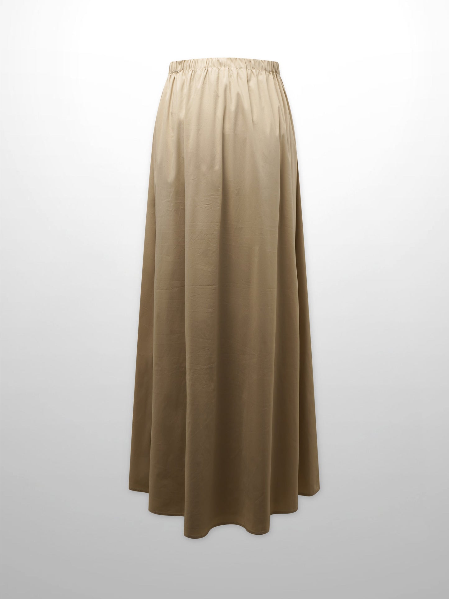 Front Zipper Cotton Circle Skirt-Tan-2
