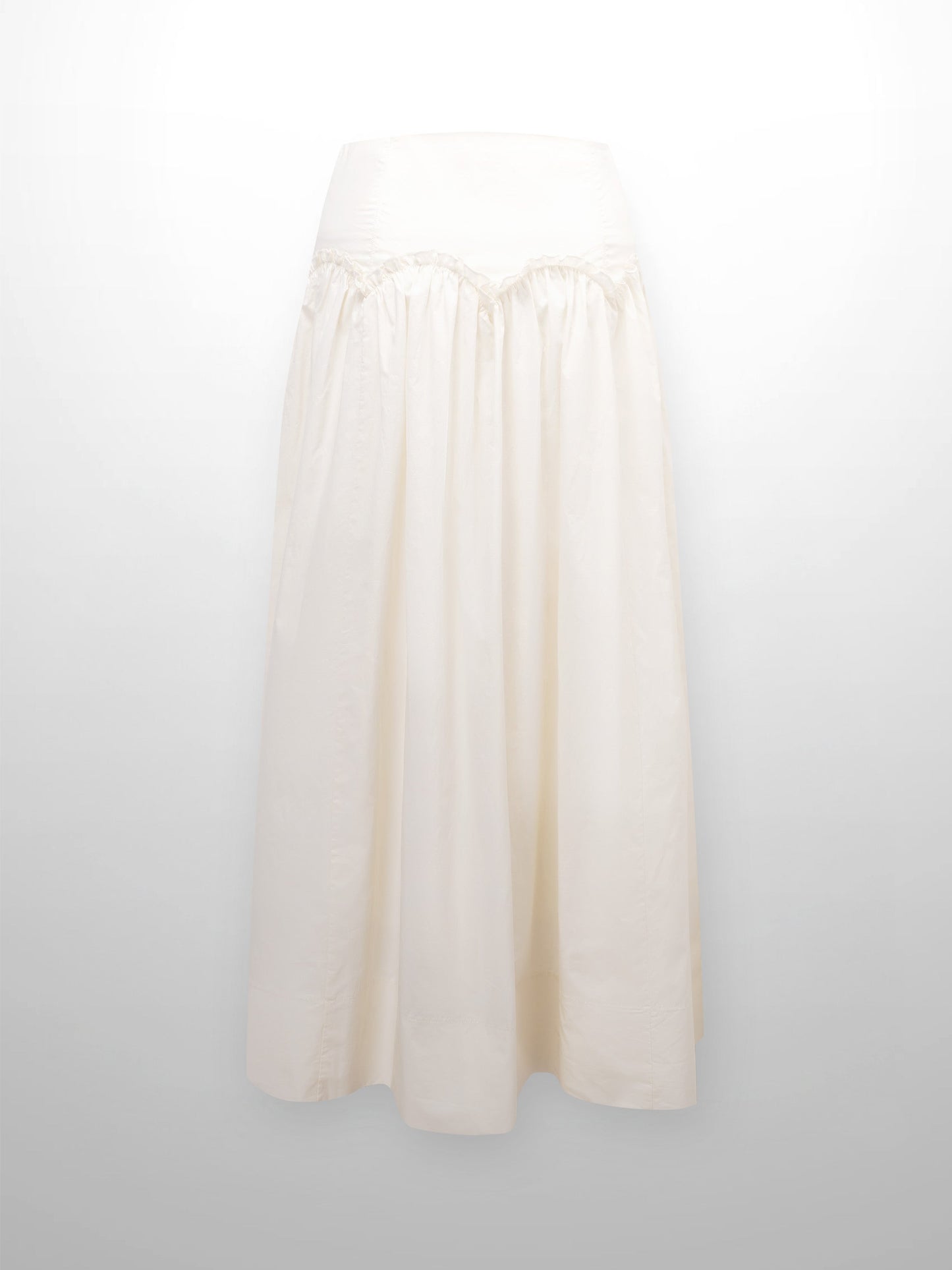 Yoke Ruffle Skirt-White-2
