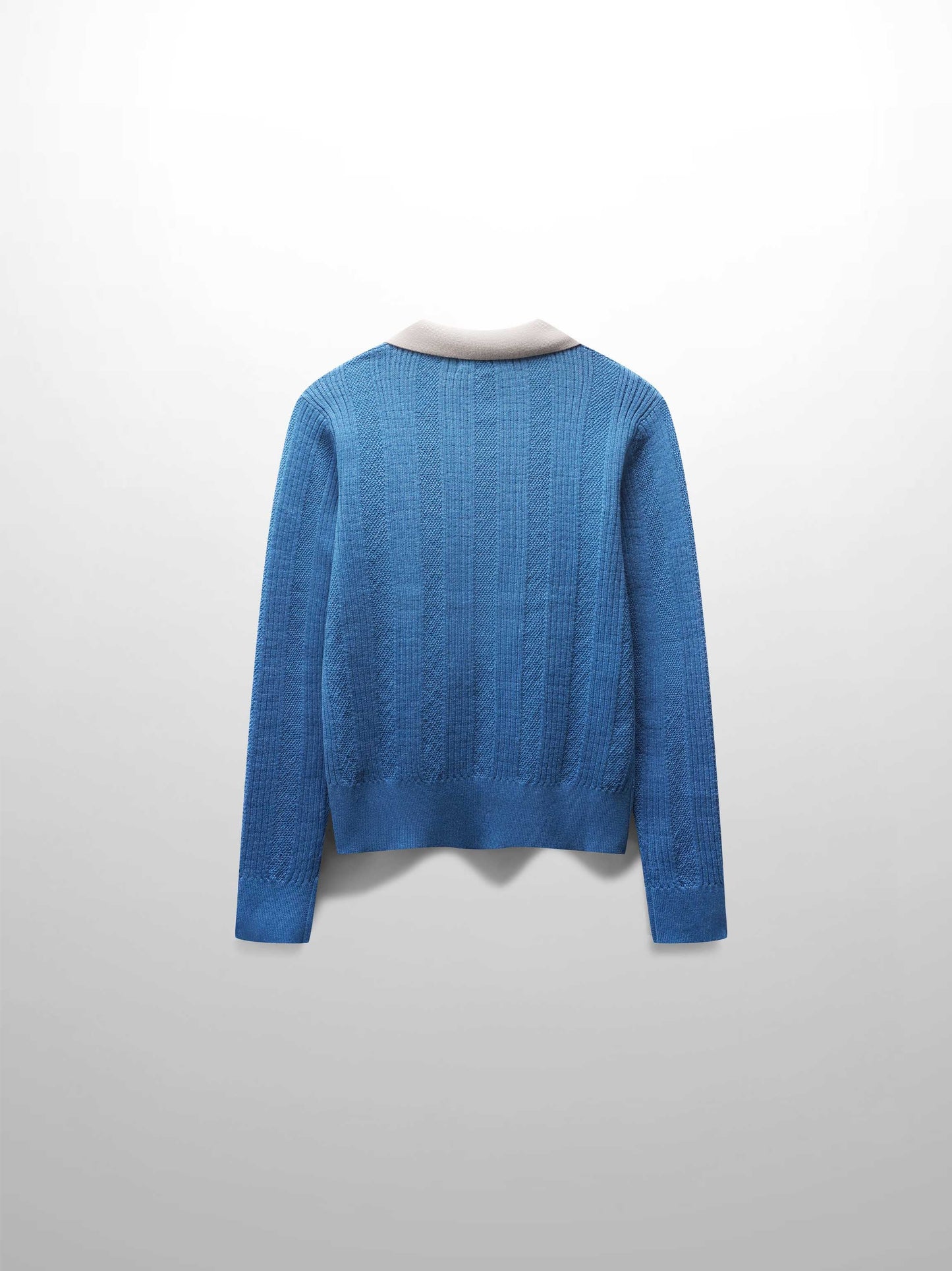 Knit Detail Collar Sweater-Teal/Tan-2