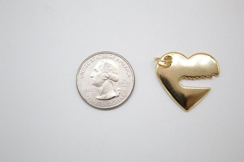 18K Gold Filled Heart With Key Outline Pendant Charm (A270)-1