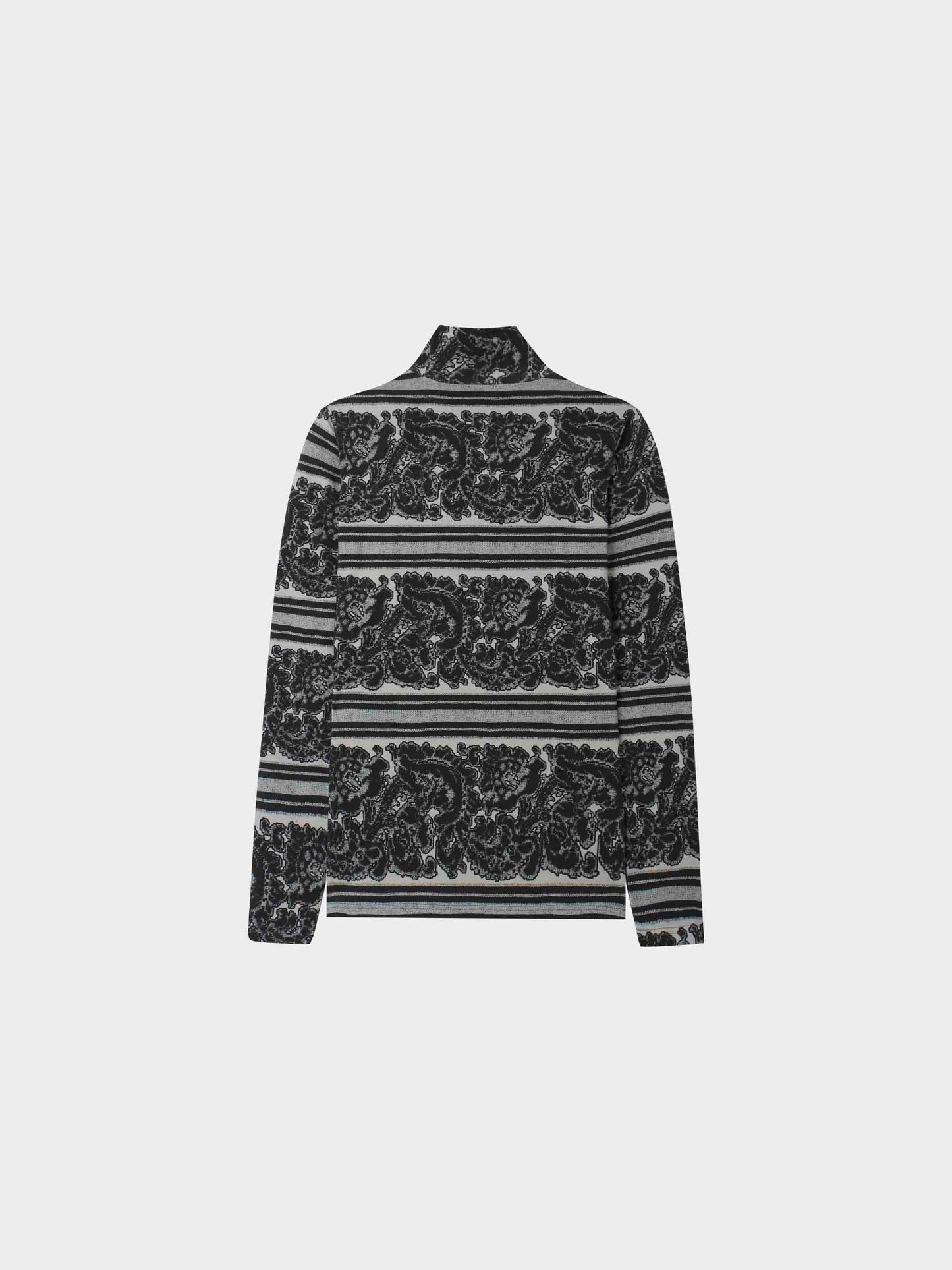 Printed Modal Turtleneck-Paisley Grey-2