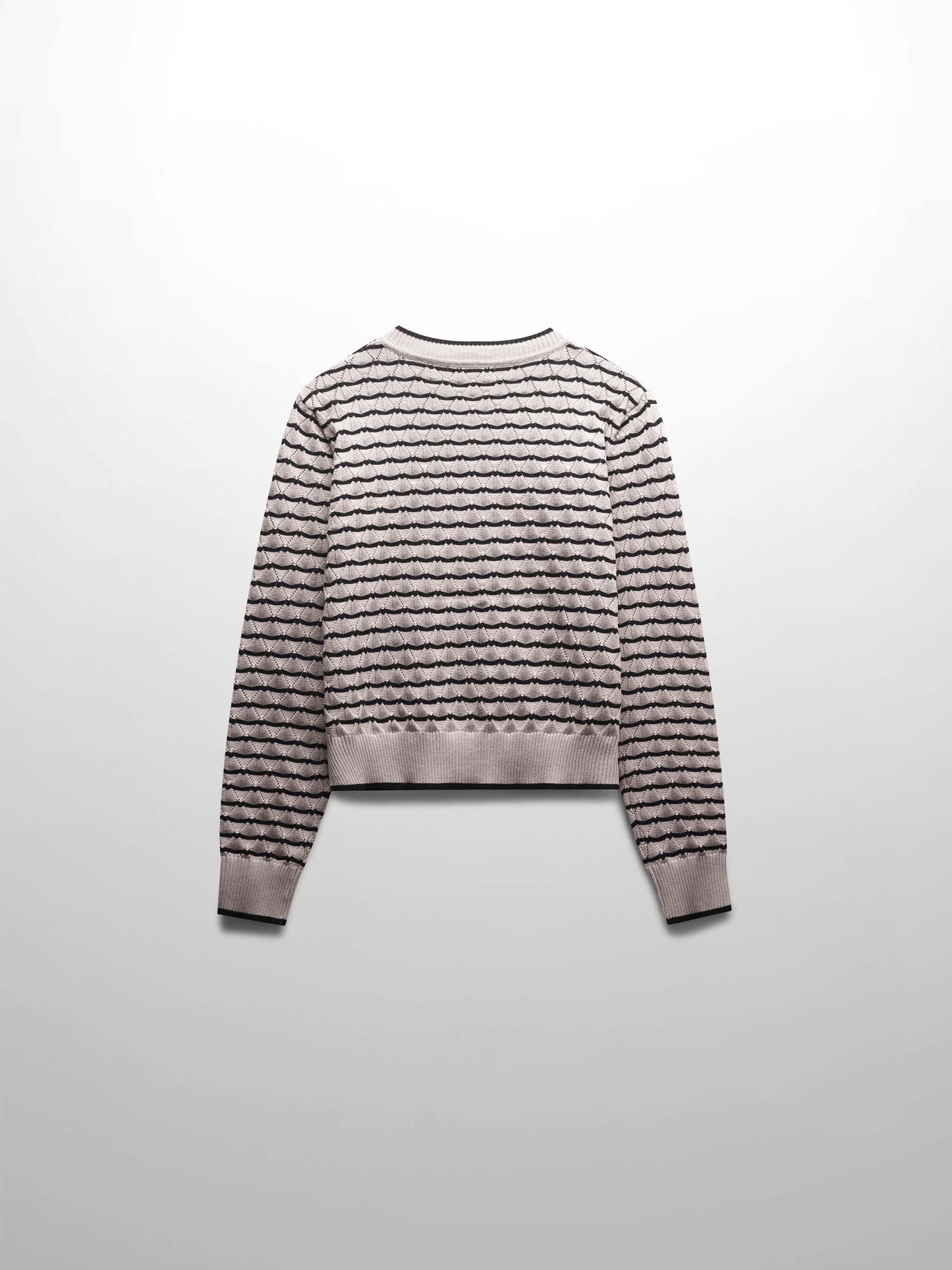 Striped Pointelle Cardigan-Black/Tan-2