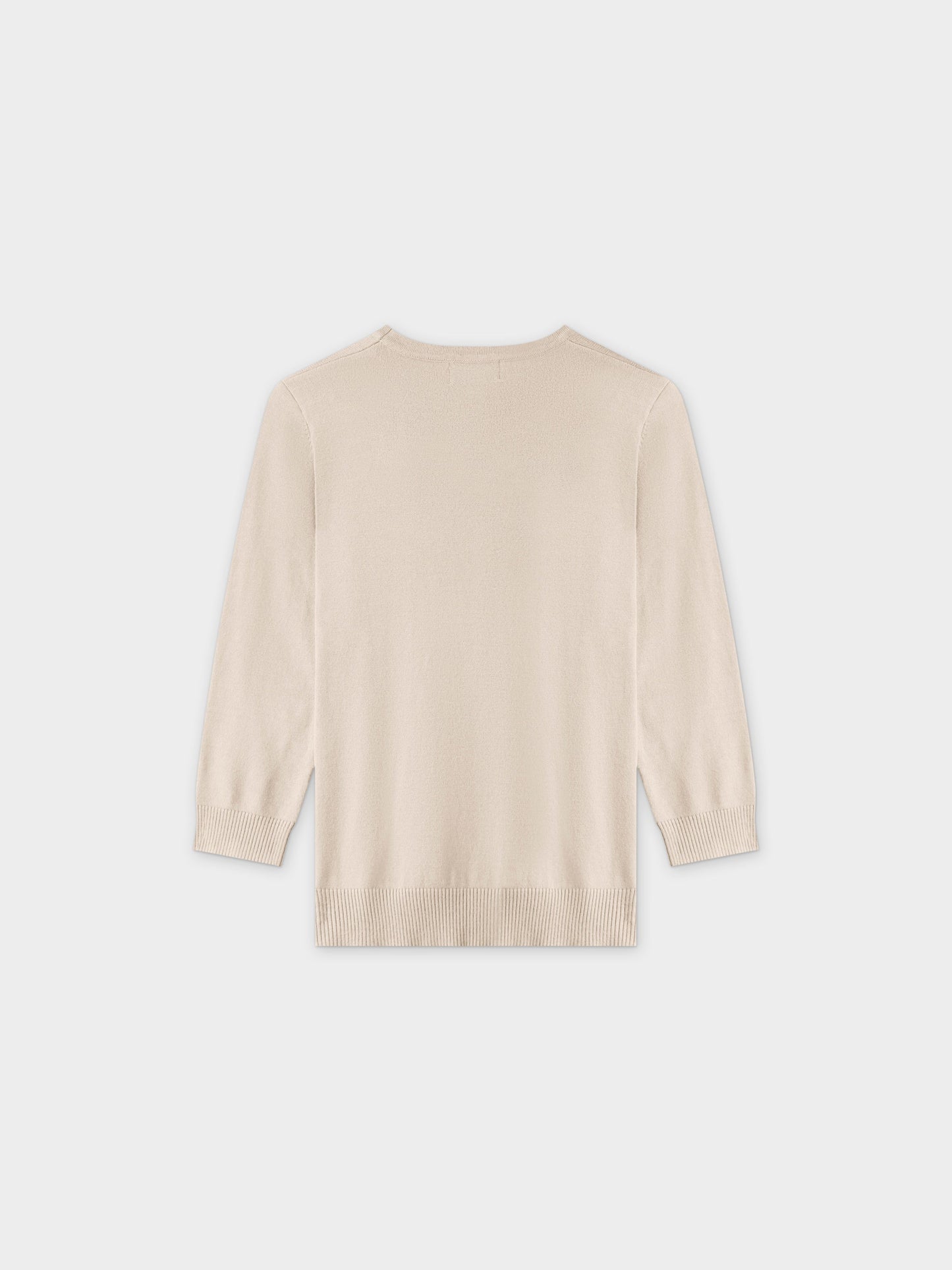 Basic Crew Sweater 3Q-Ivory-1