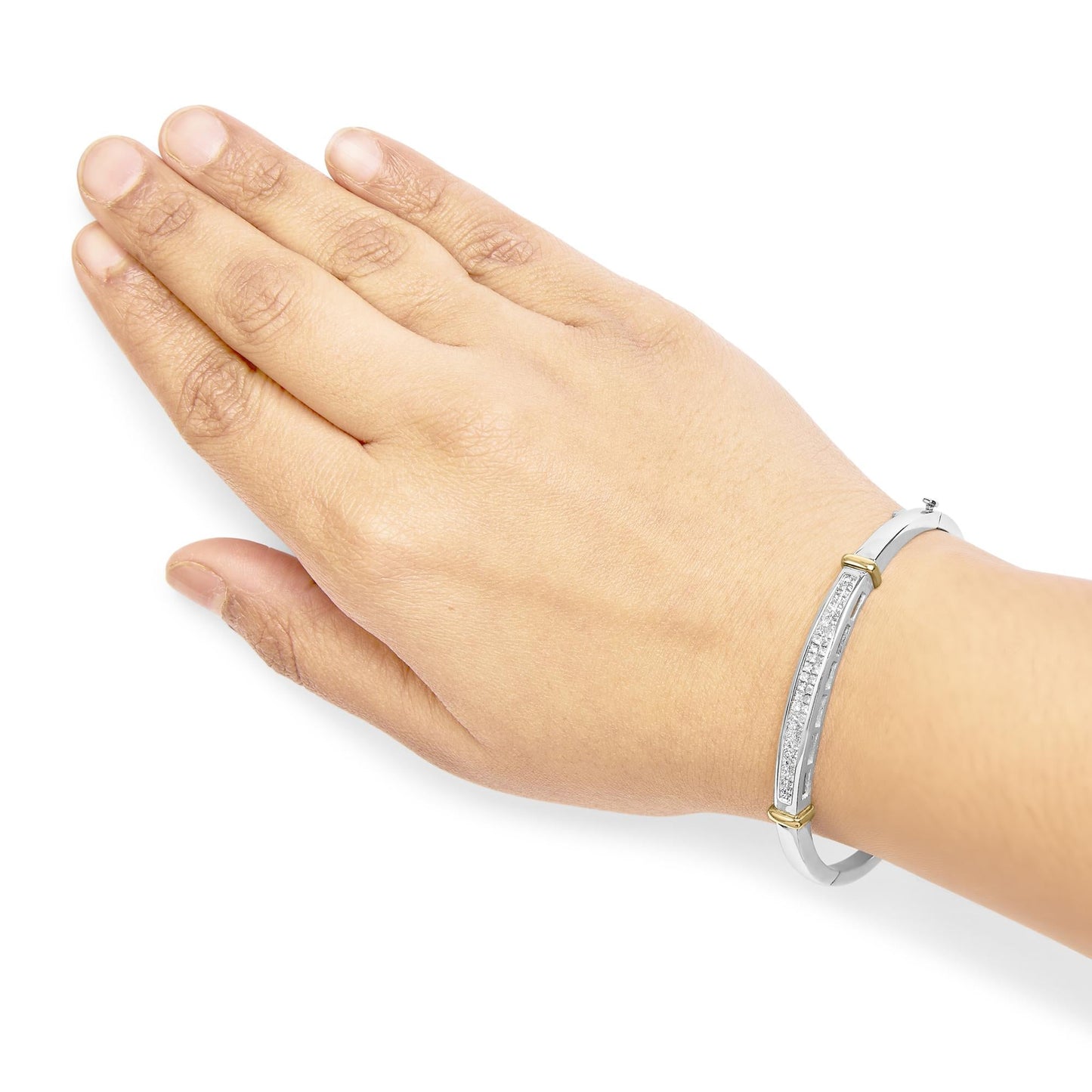 14K Two-Toned Gold Princess Cut Diamond Fashion Bangle (1 cttw, H-I Color, SI1-SI2 Clarity)-3