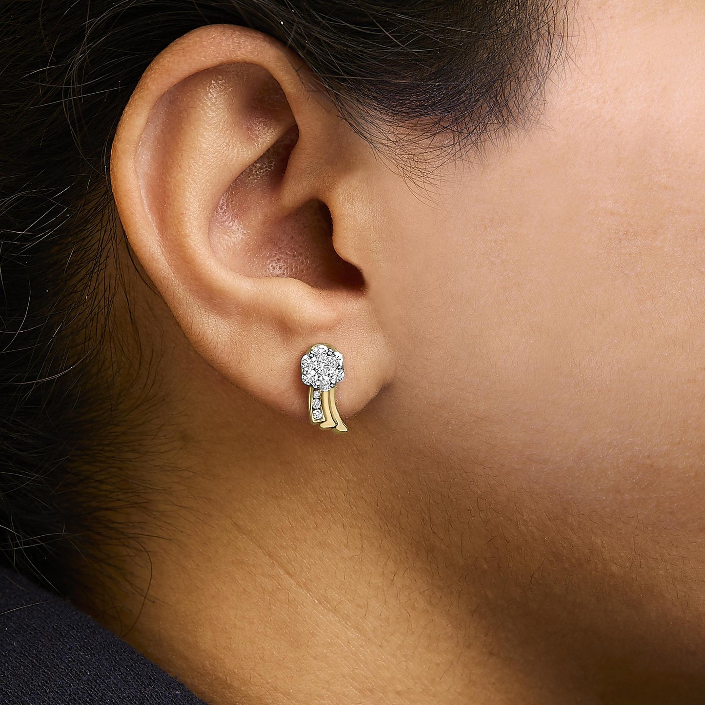 14K Yellow Gold 7/8 cttw Round Cut Diamond Earrings (I-J, SI1-SI2)-3