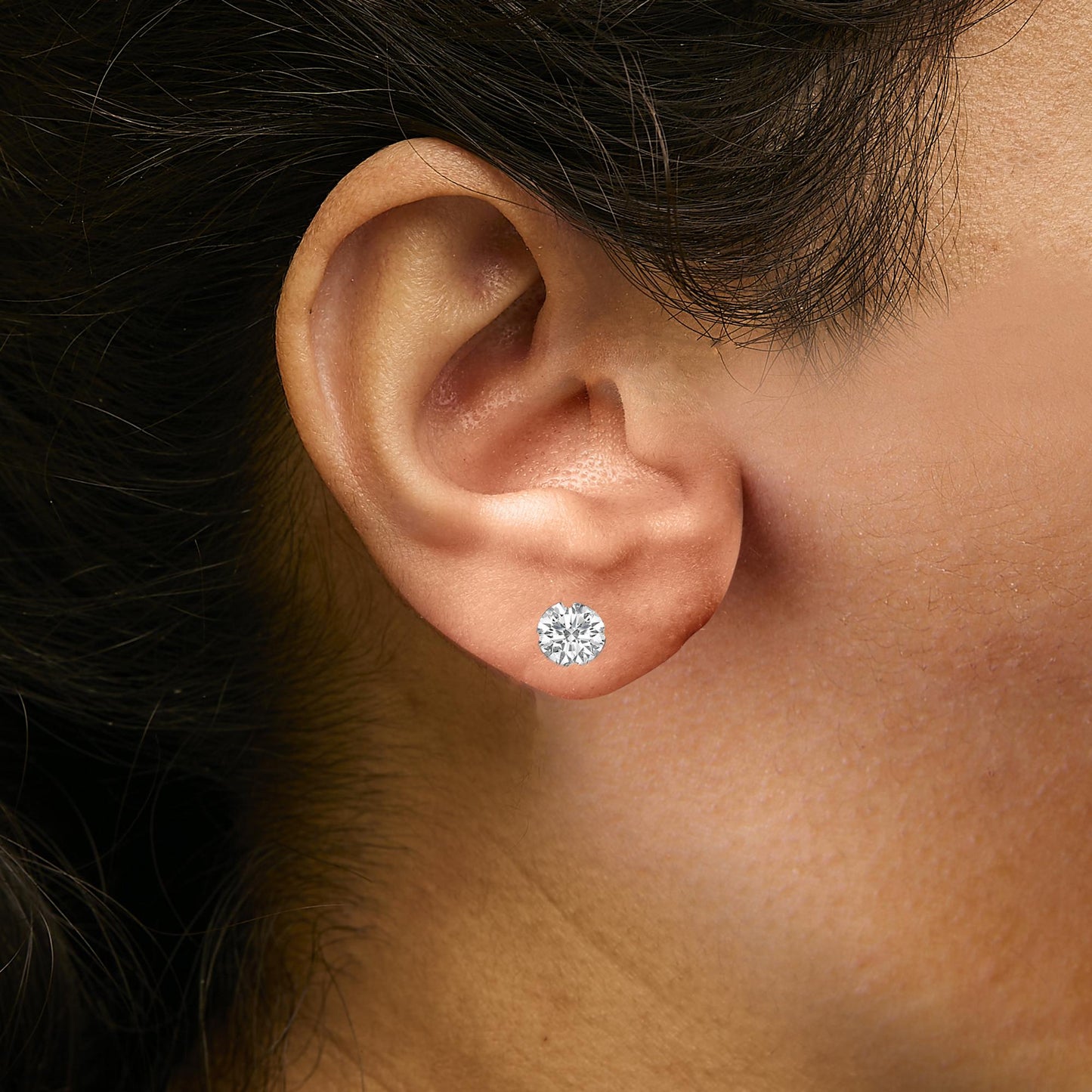 14K White Gold 2 1/2 Cttw Lab Grown Diamond Solitaire Stud Earrings-3