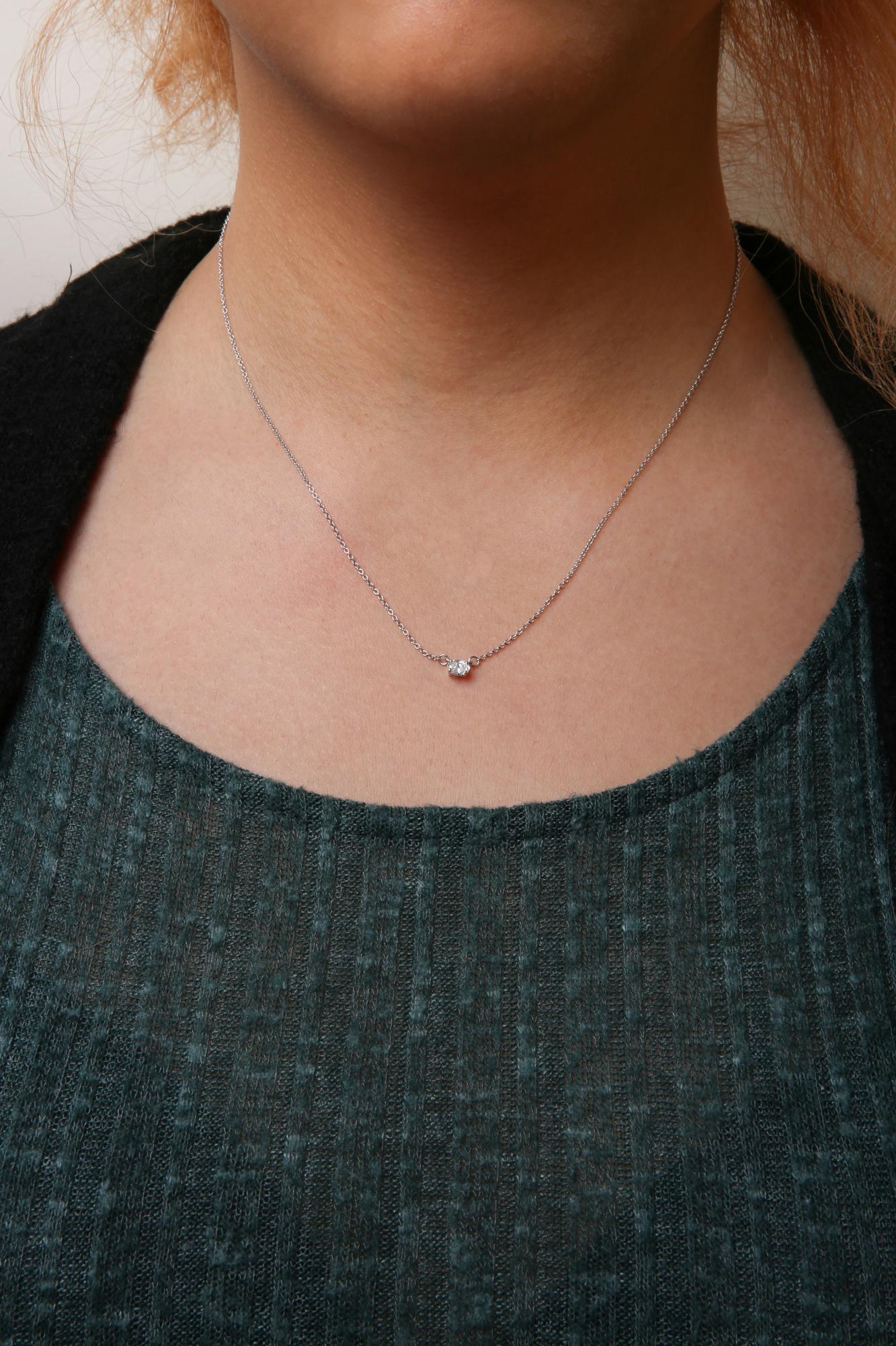 14K White Gold 1/4 Cttw Lab Grown Oval Solitaire Diamond East West 18" Pendant Necklace (G-H Color, VS2-SI1 Clarity)-4