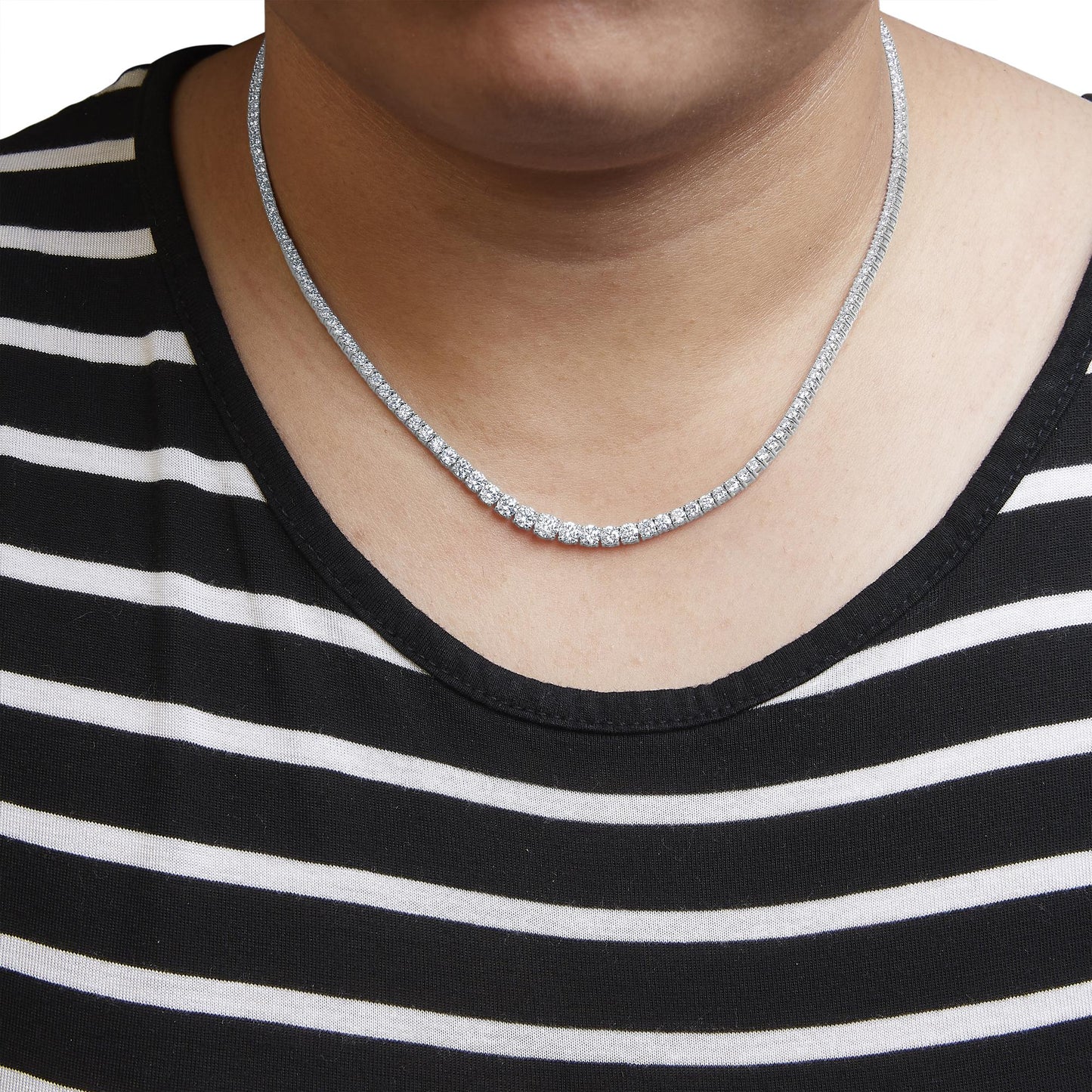 14K White Gold 10.0 Cttw Graduated Lab-Grown Diamond Tennis Necklace (F-G Color, VS2-SI1) - 18" Inches-3