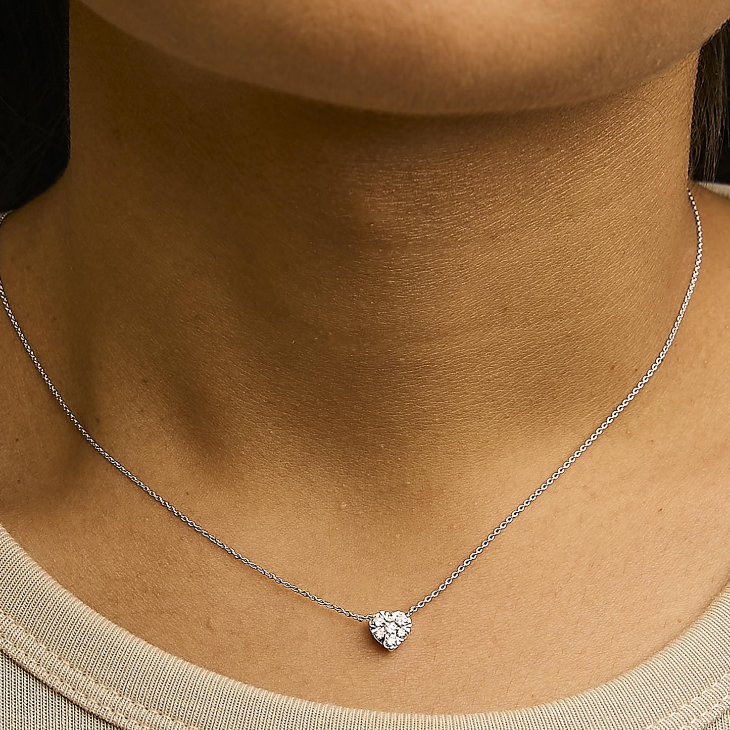 14K White Gold 1/4 Cttw Diamond Composite Heart Pendant Necklace - 18" Inches-3