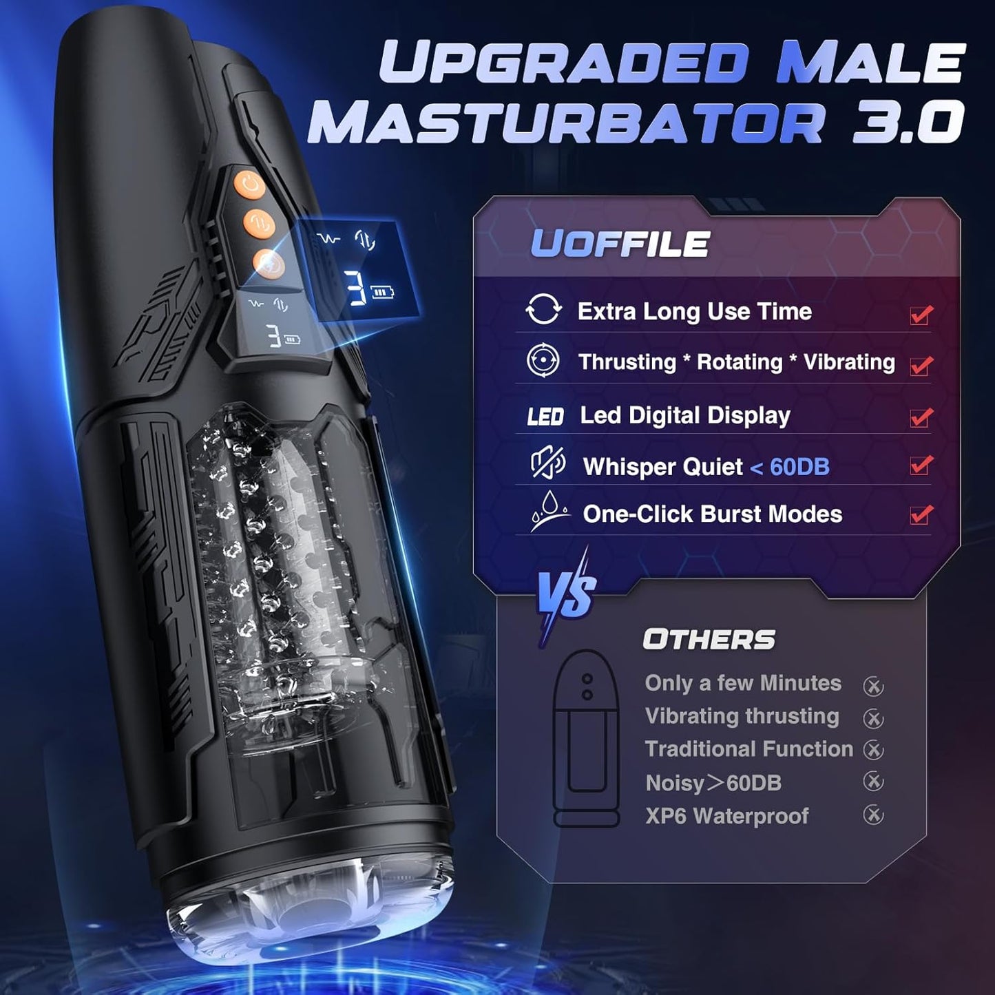 DarkCharm 4-in-1 Thrusting, Rotating & Vibrating Male Masturbator-4