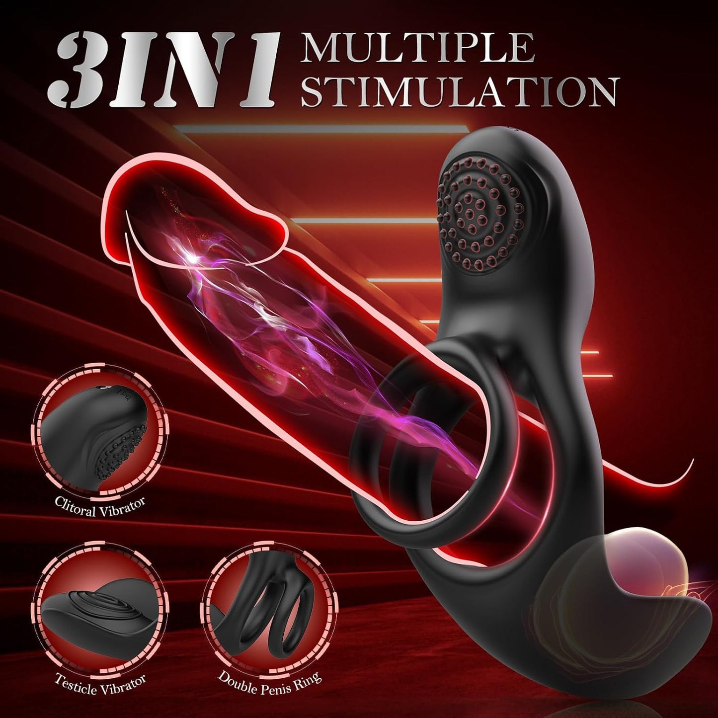 PureKiss Vibrating Penis Ring Clitoral Stimulator-1