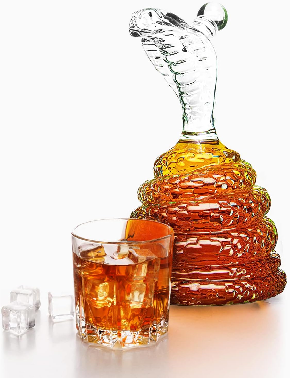 King Cobra Snake Whiskey Snake Whiskey & Wine Decanter King Cobra Snakes Liquor Decanters - Snake Bottle 500ml - The Wine Savant Snake glass decanter, Coiled Snake Holder Ornament Home Decoration - Hold Any Liquod-2