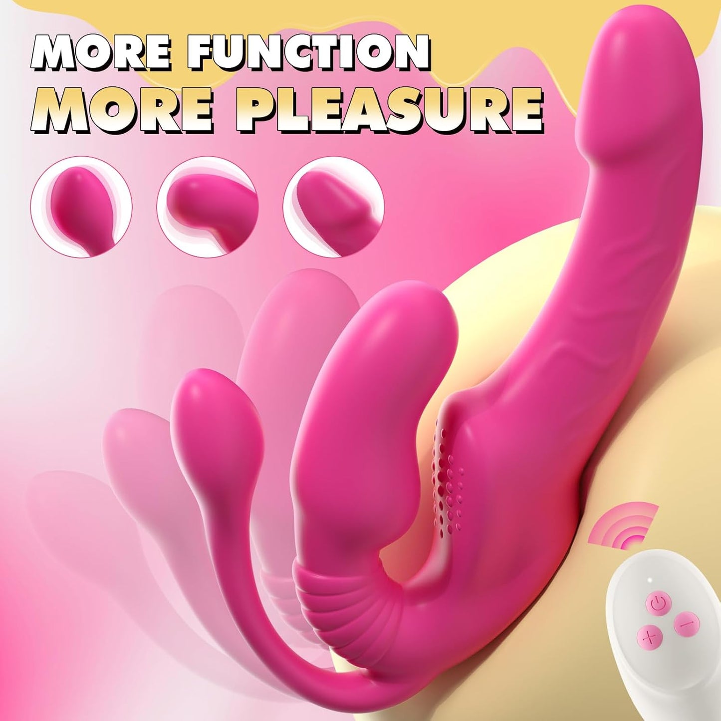 StrapTease 3-Head Vibrating Strap-On Dildo – Triple Motor, Ergonomic-1