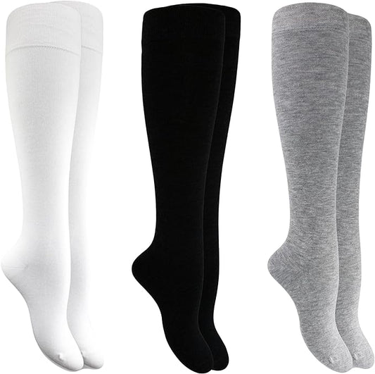 3 Pairs Women's Bamboo Knee High Seamless Dress Socks – Soft & Moisture-Wicking-0