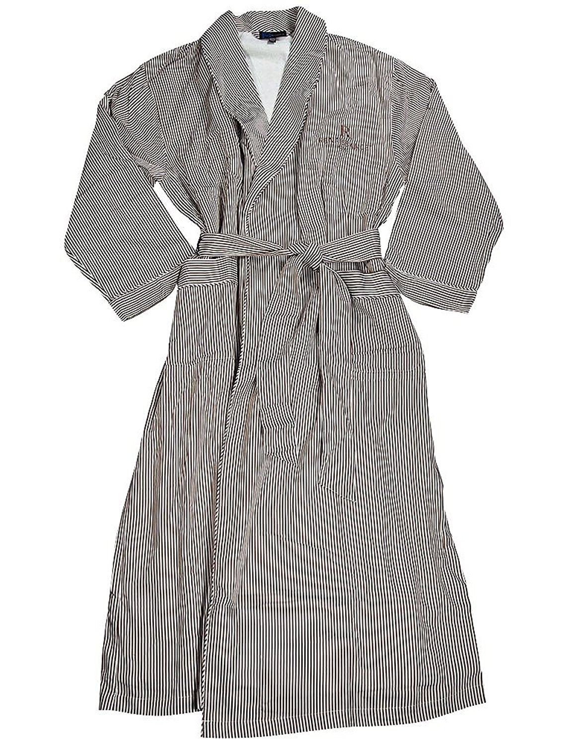 Majestic International - Mens Long Sleeve Striped Spa Robe-0