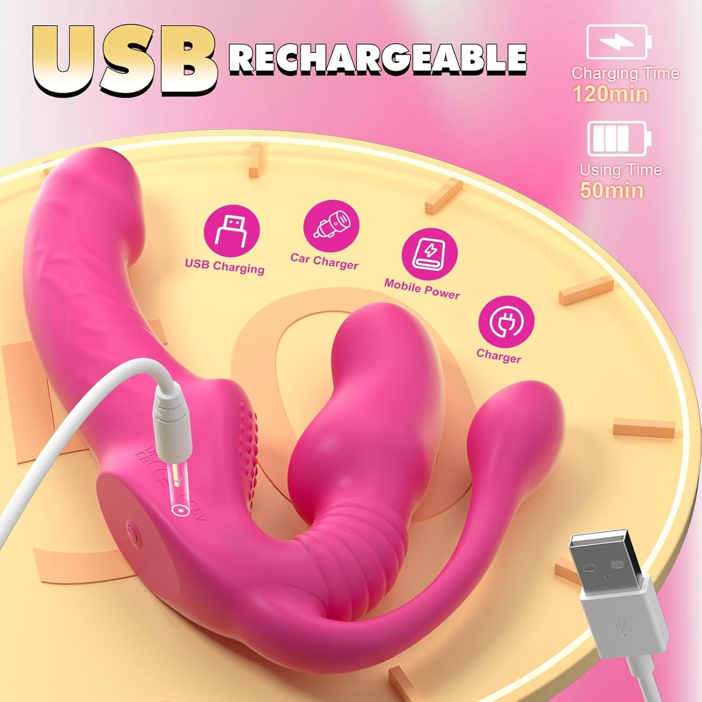StrapTease 3-Head Vibrating Strap-On Dildo – Triple Motor, Ergonomic-4