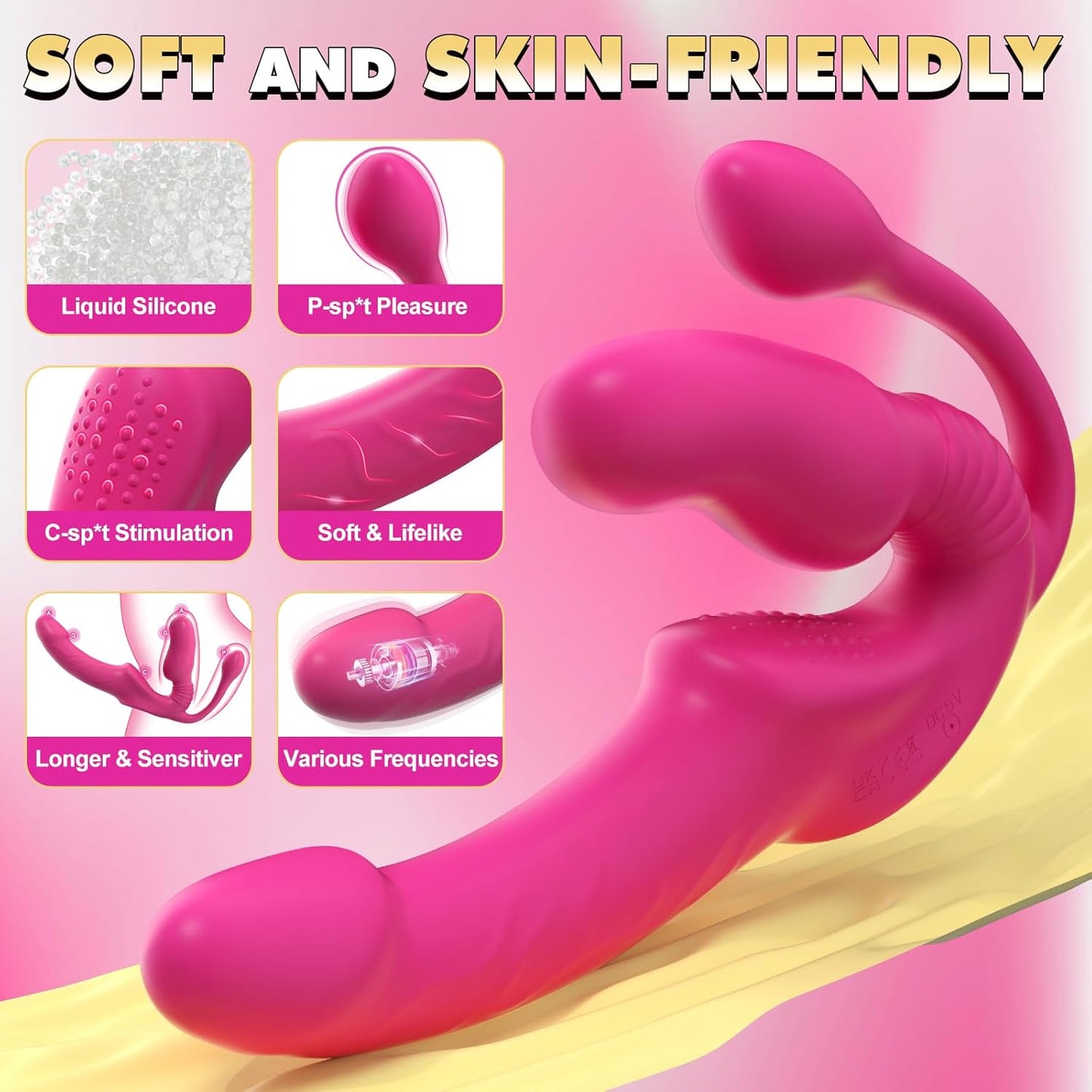 StrapTease 3-Head Vibrating Strap-On Dildo – Triple Motor, Ergonomic-3