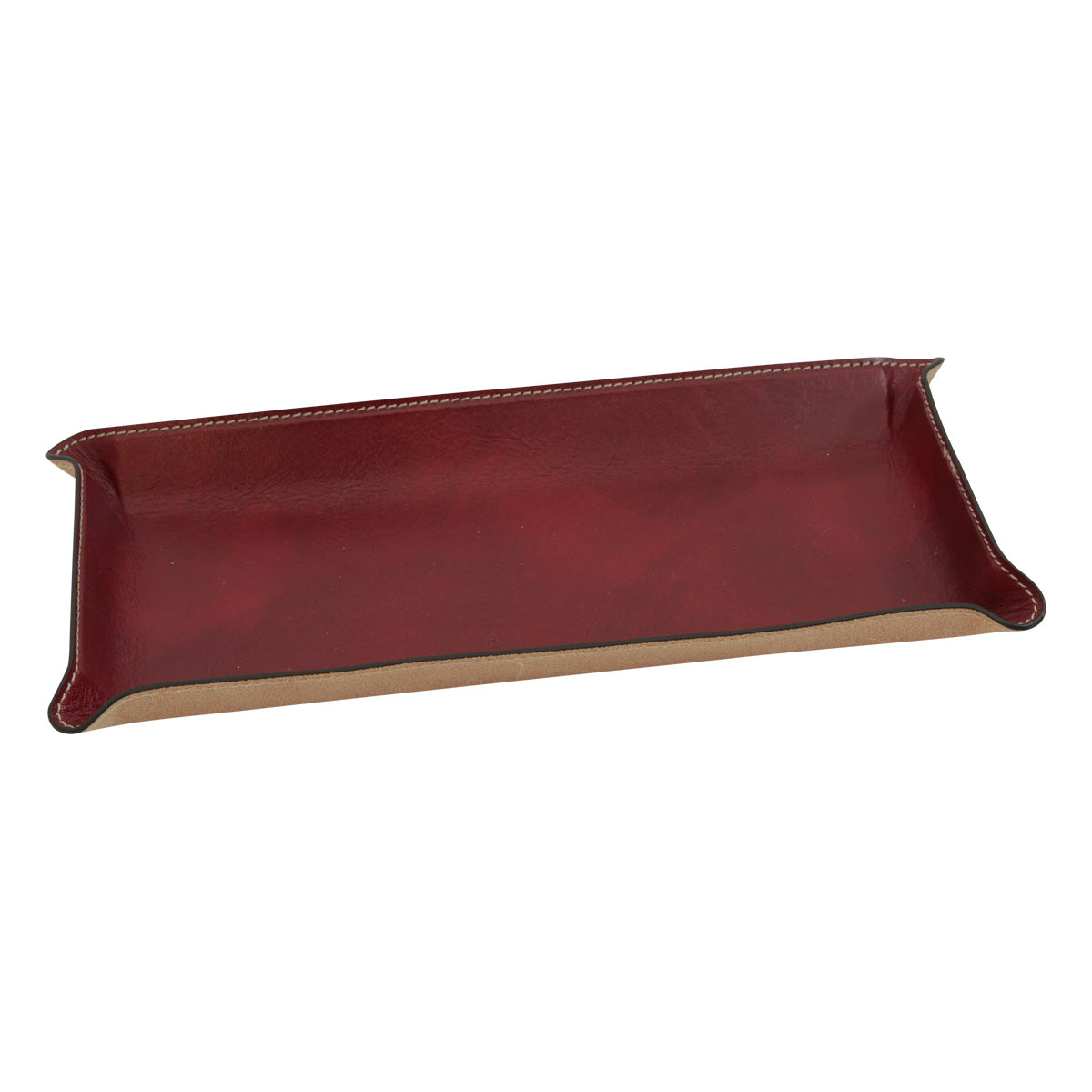 Leather desk tray - red-1