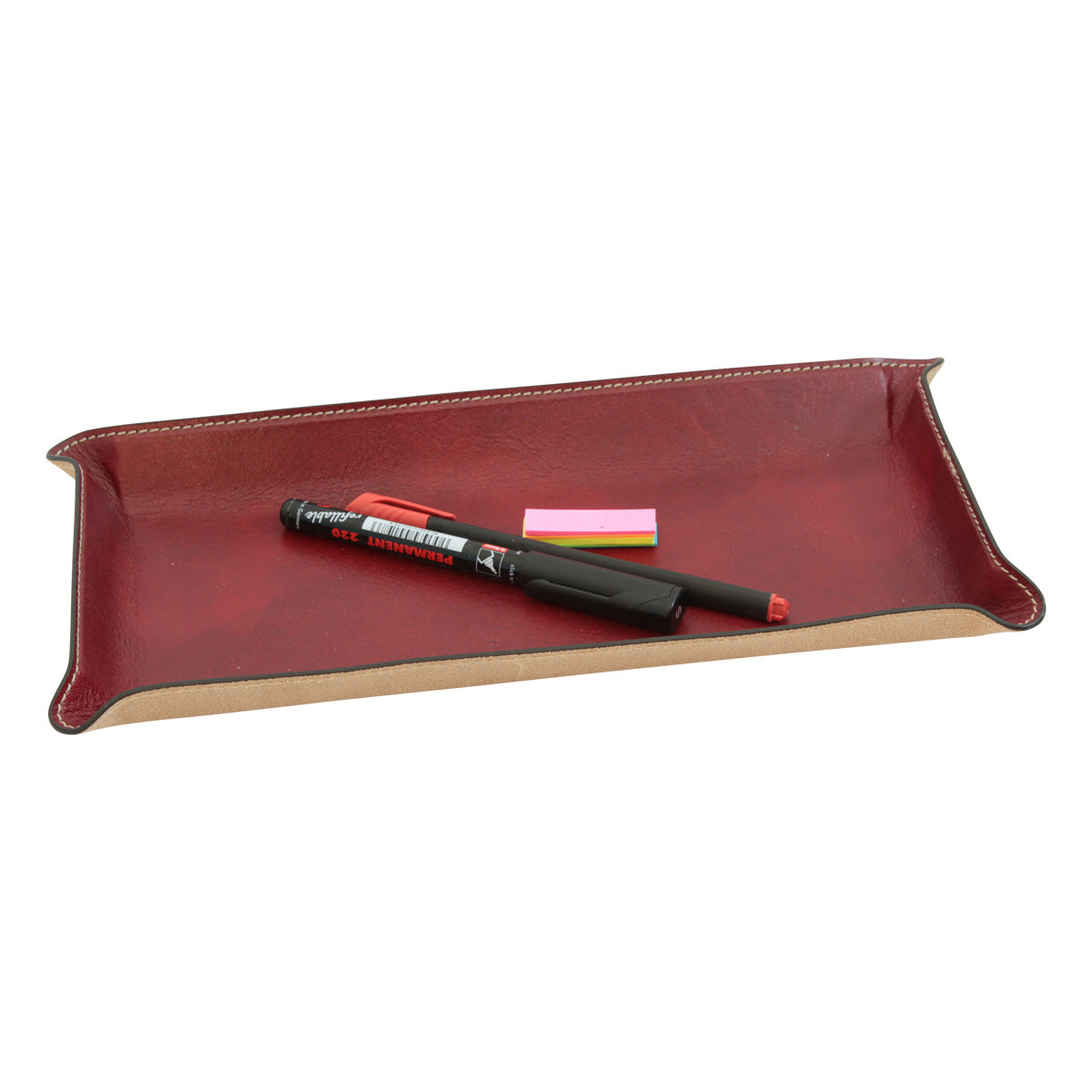 Leather desk tray - red-0