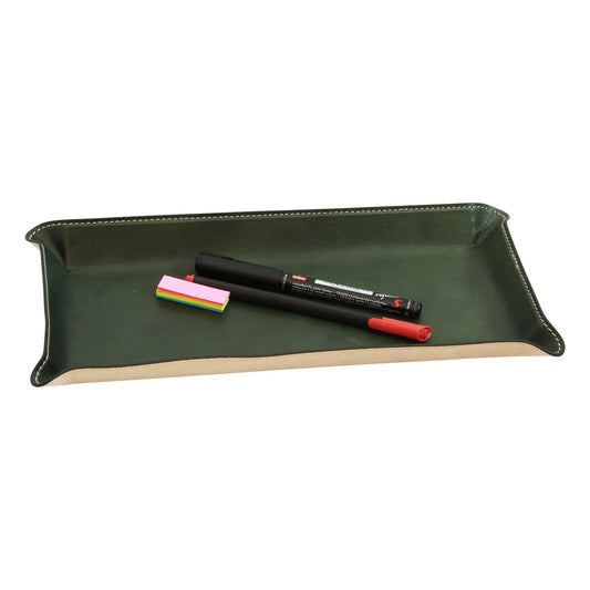 Leather desk tray - green-0
