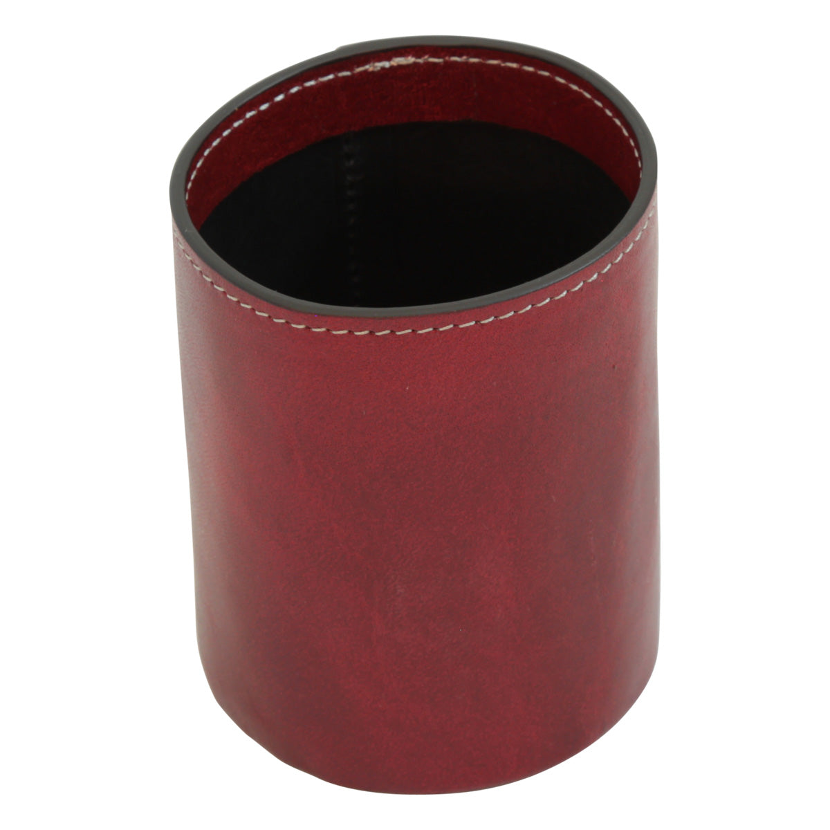 Leather pen cup - red-1