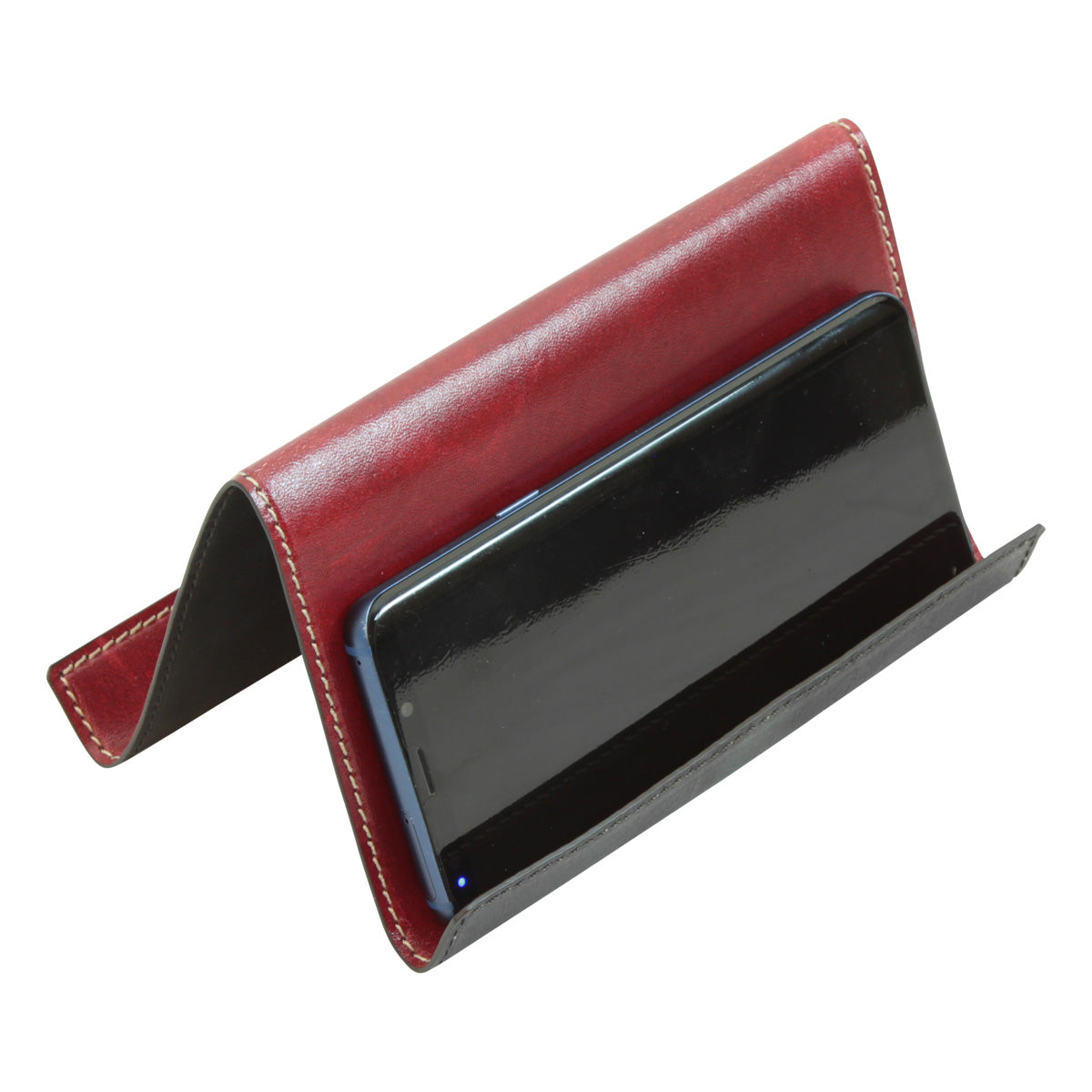 Leather ipad and iphone stand - red-0