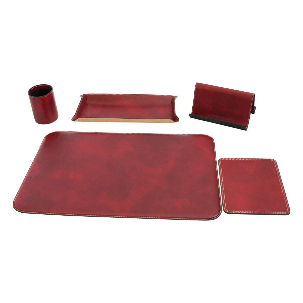 Leather desk kit - 5 pcs  red-1
