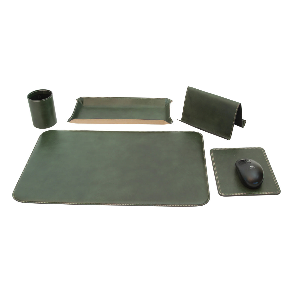 Leather desk kit - 5 pcs   green-1