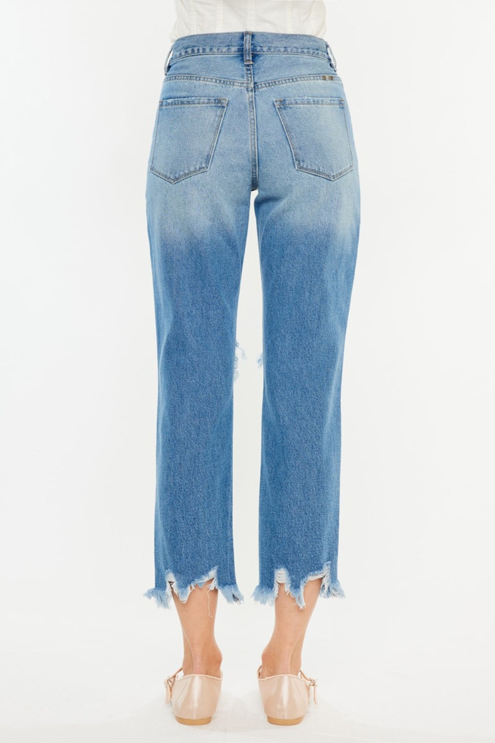 Kancan Distressed Frayed Hem Cropped Jeans-4