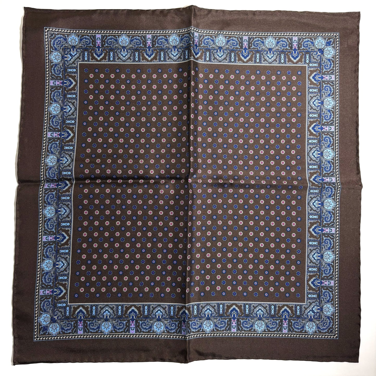 Brown Floral Silk Pocket Square-4