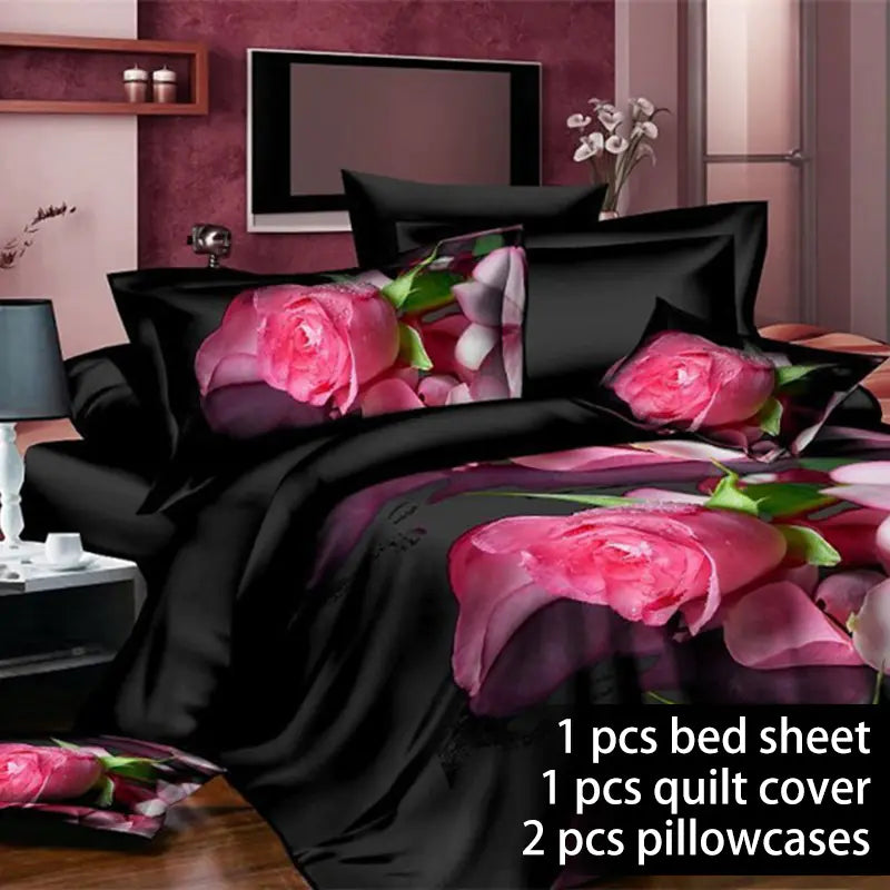 2017 New 3D Bedding Set for Weddings (4 Pieces)