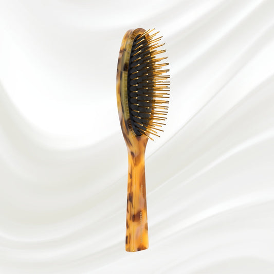 Luxury Pneumatic Hair Brush with Gold Plated Metal Pins - Honey-0