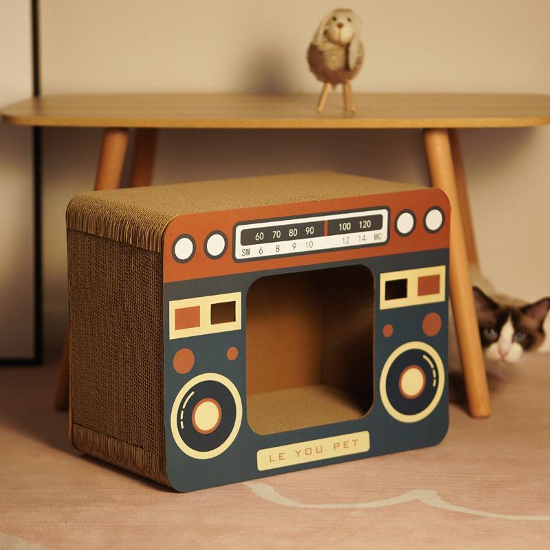 The Ultimate Cat Entertainment Center: Radio Cat Scratcher With Integrated Cat Litter-1