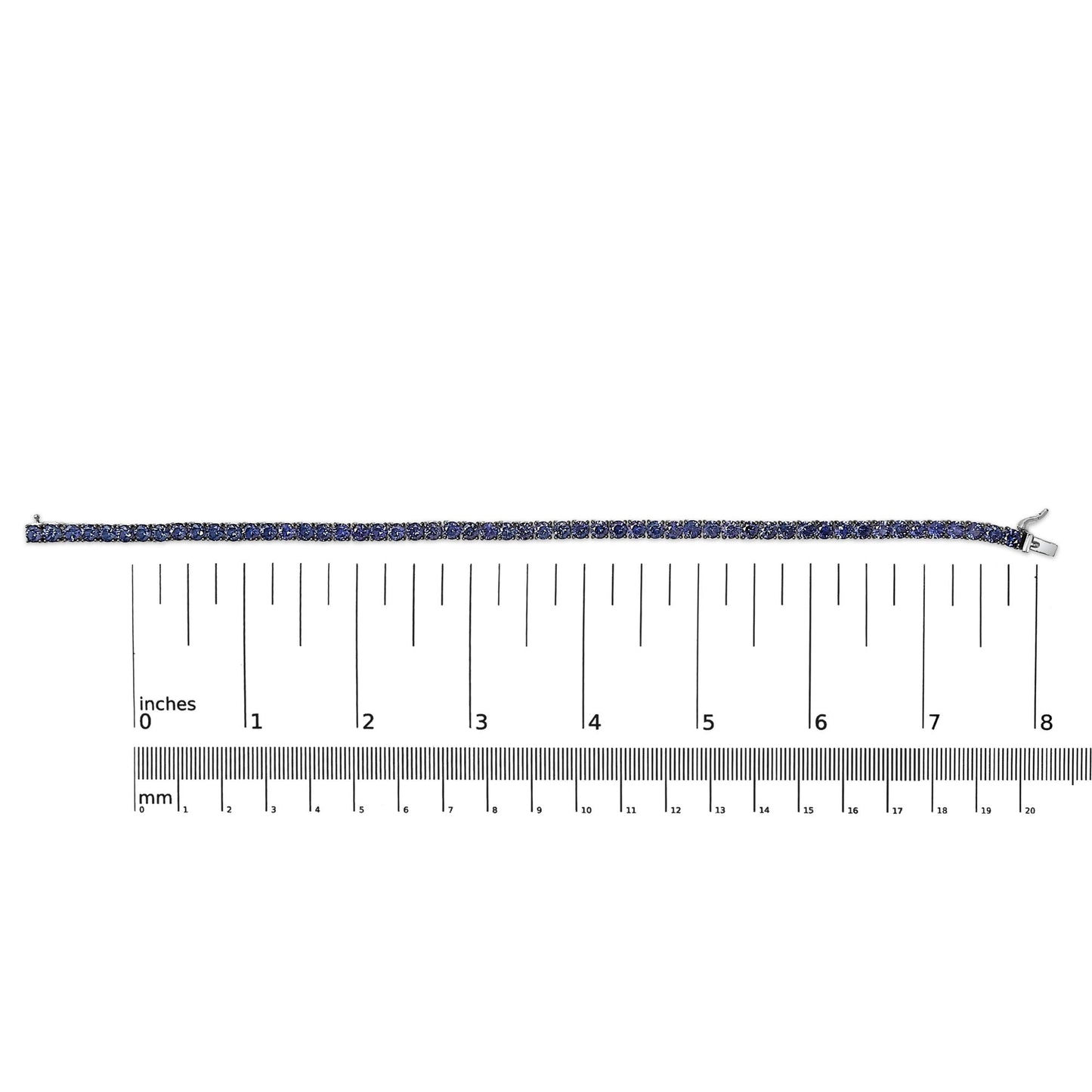 Men's .925 Sterling Silver Created Blue Sapphire Tennis Bracelet - 8.5" Inches-4