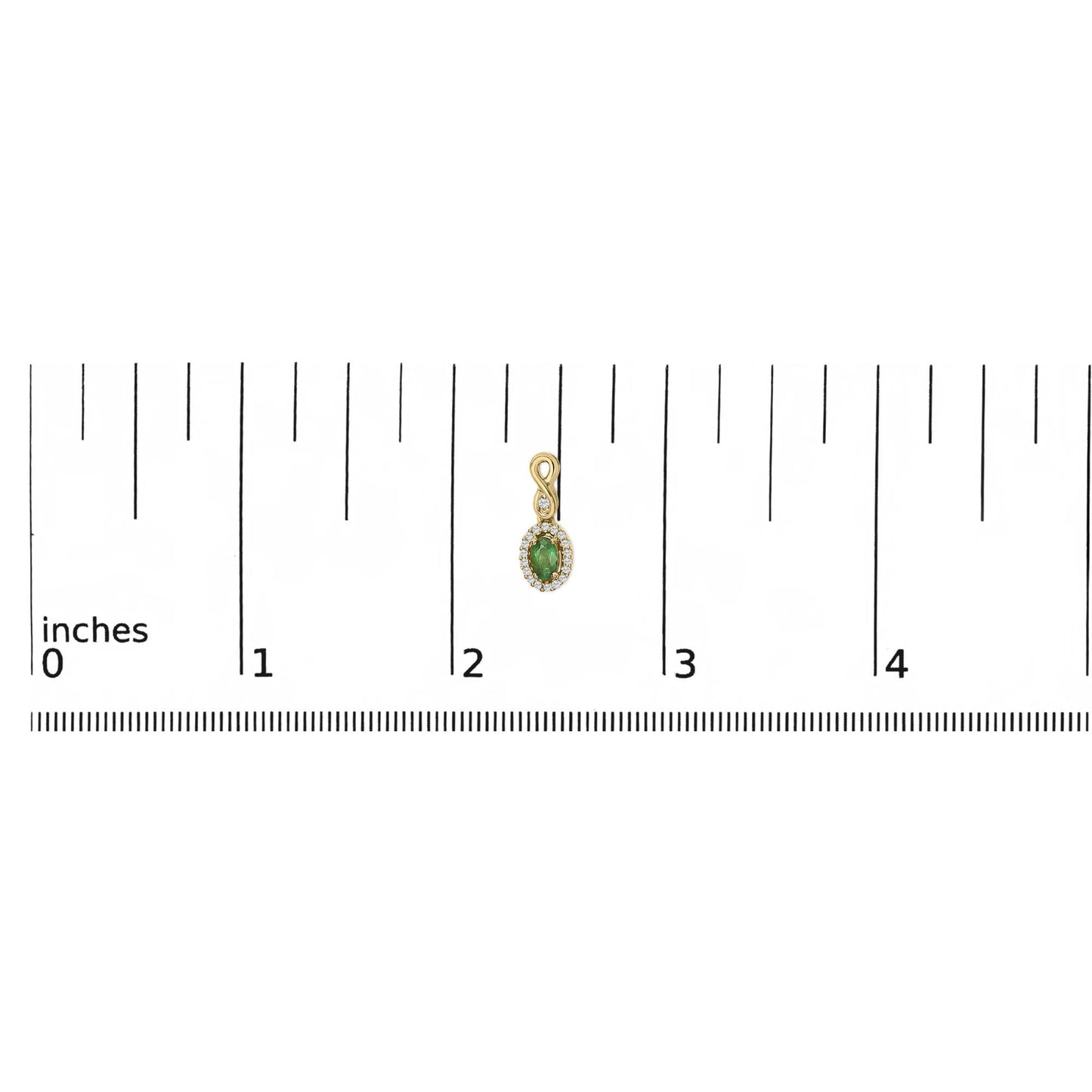 10K Yellow Gold Oval Cut Green Emerald 5x3 mm and 1/7 Cttw Round Diamond Dangle Earrings-4